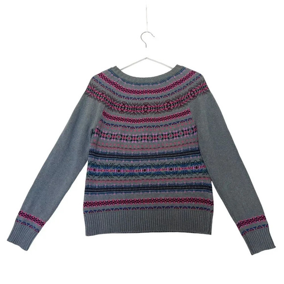 Vintage Womens RL Chaps Nordic Fair Isle Sweater Sage Green SZ M- L Cotton Blend - Picture 2 of 6